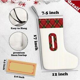 HEWBE Letter O Initial Monogram Burlap Christmas Stocking, Vintage Hanging Christmas Stockings for Fireplace, Front Door, Wall Xmas Tree Party Holiday Decorations