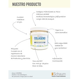 Colágeno Hidrolizado 100% Puro, Polvo 1 Tarro 400 gr.