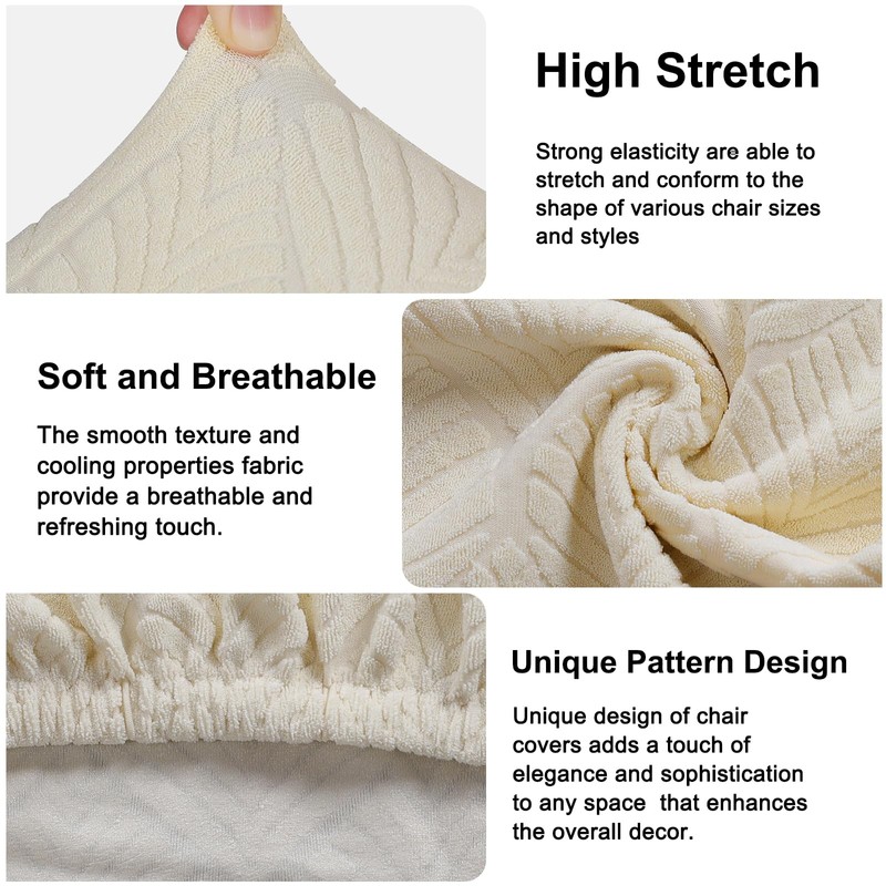 Lellen Waterproof Bar Stool Covers with Backs, Cream, Geometric Pattern