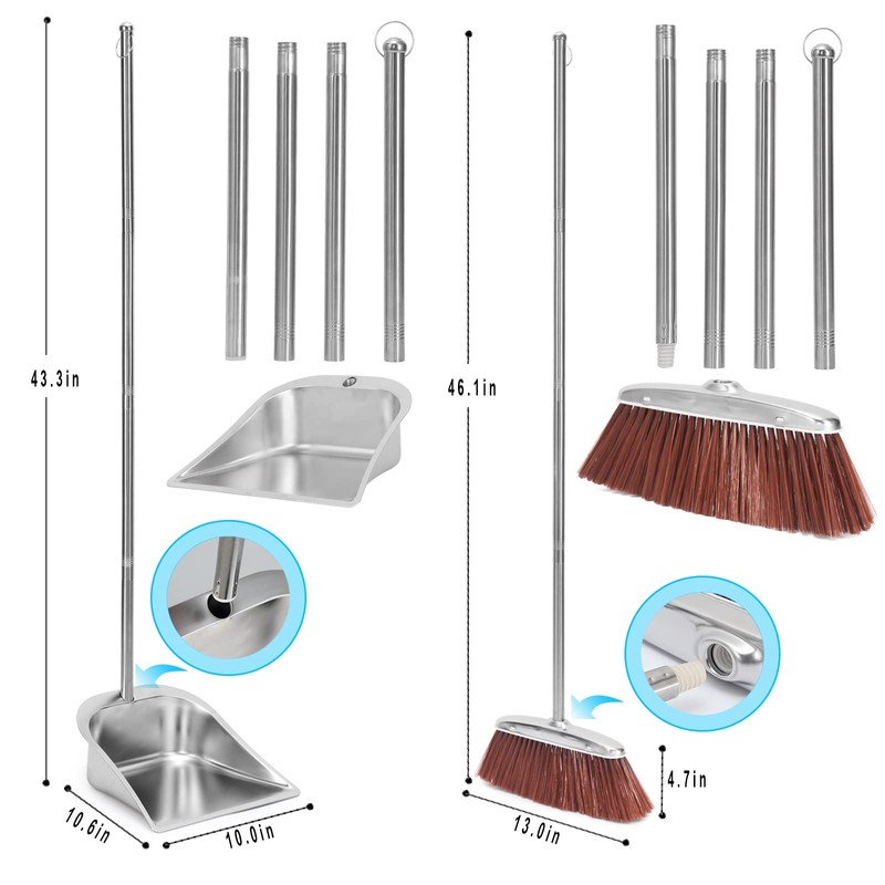 Broom and Dustpan Set for Home, 56" Kitchen Broom with
