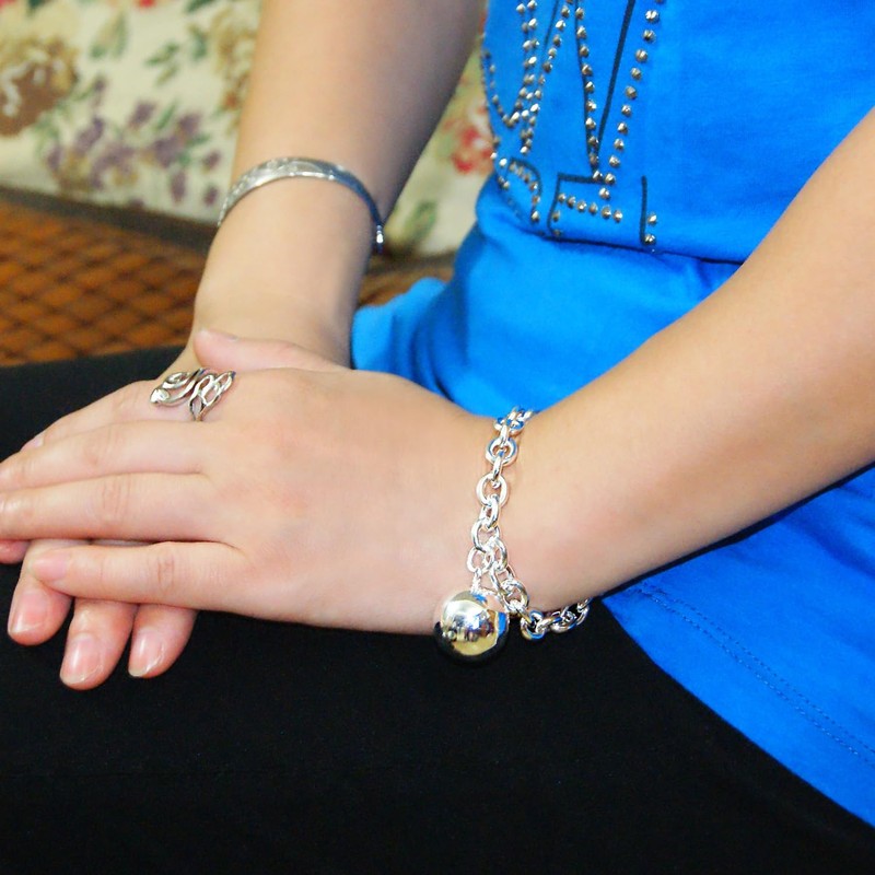 Dankadi Women 925 Sterling Silver Round Cable Wire Link Bracelet