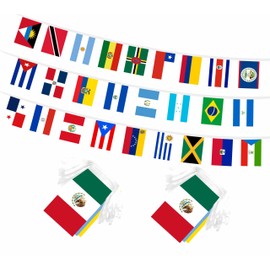 LUSEOAN 2 Set 33 Countries Latin America Flags Banner String - Assorted Latin America Latino Bunting Banners Flag for School Office Classroom International Sports Bar Heritage Hispanic Month
