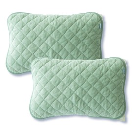 Sylphyz Pillow Pad, Set of 2, 16.9 x 24.8 inches (43 x 63 cm), Pillow Cover, Reversible, 100% Cotton, Terry Fabric, Flannel, All Seasons, Warm, Washable, Elastic Included, Green, Green