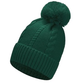 Gadgets Mafia Winter Hats for Women Fur Line Beanie Hat with Pom Pom Hat (Bottle Green)