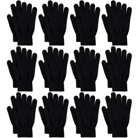 Glooarm 12 Pairs Winter Gloves Knit Warm Gloves Bulk Adult Stretchy Magic Gloves for Men Women Teens