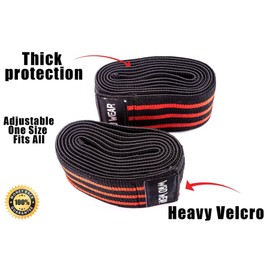 Profesional Heavy Duty rodilla apoyo Wraps de compresión (Par) elástica Velcro para levantamiento de pesas Powerlifting, Ejercicios, Gimnasio, unisex, 203,2 cm, 100%, Rojo
