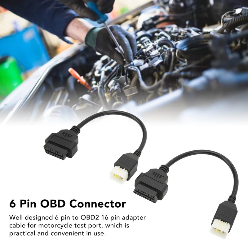2PCS 6 Pin OBD‑OBD2 Motorcycle Diagnostic Scanner Cable Replacement for
