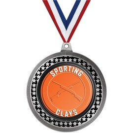 2.75" Sporting Clays Medal Awards, Silver Vega Sporting Clays Team Trophy Awards Includes Free Neck Ribbon 20 Pack Prime