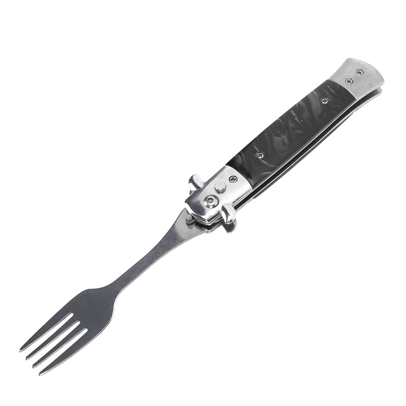 Folding Spring Camping Fork One Button Flick 304 Stainless Steel