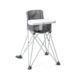 Bright Starts Pop 'N Dine Portable High Chair, Indoor/Outdoor, BPA Free Tray, Easy to Fold, Unisex, Grey, 6 Months +