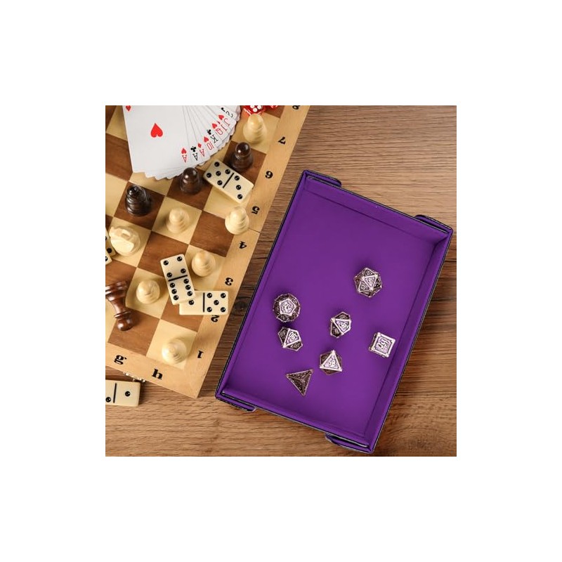 SIQUK Magnetic Folding Dice Tray Rectangle Dice Rolling Tray PU