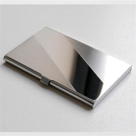 SagaSave Metal Business Card Holder for 10-15 Cards, Silver