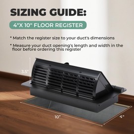MMFSF Floor Vent Covers, 4x10 Adjustable Heat Air Vent Deflectors, 2-in-1 Floor Register, Vent Covers for Home Floor, Office, Ceiling, 2 Pack, Tool-Free Installation (Black)