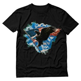 Tstars Distressed USA Flag Shirt Memorial Day 4th of July Shirts for Men Patriotic American Eagle Mens T-Shirt Large Black