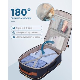 LOVEVOOK Carry on Backpck for Men, 40L Travel Backpack Flight Approved with 3 Packing Cubes, Personal Item Backpack with 17 Inch Laptop Compartment for Hiking Sport Daypack, Dark blue-Brown