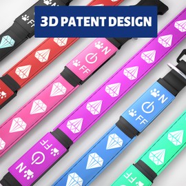 TOPOTO Light Dog Collar, 3D Design LED Dog Collars, Adjustable 15 Multi-Colors Light Up Dog Collar Rechargeable Waterproof Bright Small Dog Collar, Purple