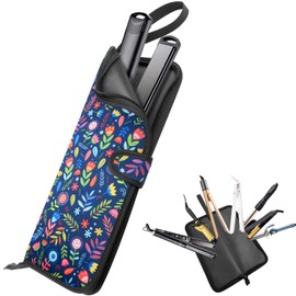2-in-1 Heat Resistant Flat Iron Holder and Travel Case - Neoprene Curling Iron Pouch With Silicone Mat for Hair Styling Tools (13 x 5 Inches)