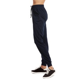 Sofra - Pantalones deportivos de algodón para mujer, con bolsillos laterales para yoga, correr, entrenamiento, marino, S