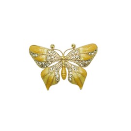 Faship Gorgeous Yellow Rhinestone Crystal Enamel Butterfly Pin Brooch - Yellow / 14K gold plated