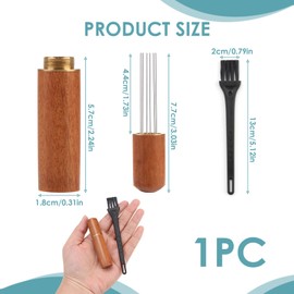 Espresso Coffee Stirrer, Wdt Tool Nature Wood Handle Espresso Coffee Grounds 6 Needles Distributor with Cleaning Brush, Espresso Stirring Distribution Coffee Accessories for Home Kitchen Cafe