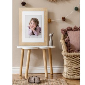 5x7 Set of 4 Solid Wood Picture Frame, Natural Wood Photo Frame with Double mats, Display 4x6 or 3.5x5 with paper mat, 5 by 7 without mat, Oak wood grain Picture Frame with HD Real Glass