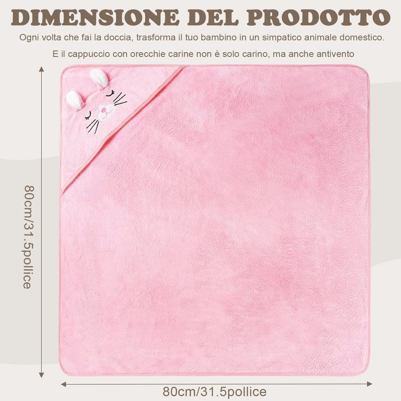 CUEMOON Baby Bath Towels with 1 Towel for Kids, Bathrobe