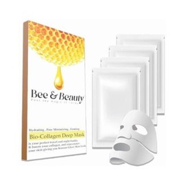 Bee & Beauty Bio Collagen Overnight Mask Pack Of 4 Korean Face Mask For Glass Skin Sheet Mask For Deep Hydration, Pore Minizmizing With Goodness Of Honey