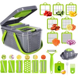 BenRich 22-in-1 Vegetable Chopper with Container - Onion Chopper, Mandoline Slicer, Dicer Cutter for Veggies, Onions, Potatoes, Carrots, Cheese, Julienne