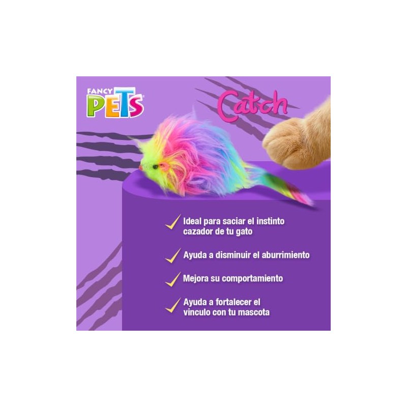 Fancy Pets Juguete Ratón Arcoíris Catch para Gatos en Poliester