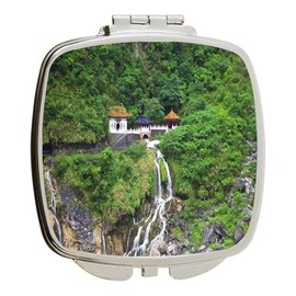 Island Gifting - Image of Changchun Temple Taroko National Park - Square Compact Mirror - Travel Mirror