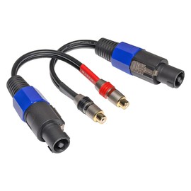 WJSTN Speakon to RCA Cable, Speakon Male to RCA Female Speaker Adapter Cable, 12AWG Speaker Wire, 6 in, 2-Pack