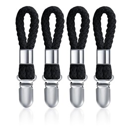 Hyxodjy Pack of 4 Towel Clips, Towel Clips with Loops, Towel Holder Clips, No Sewing, Towel Clips, Black Towel Clips, Towel Clips for Hanging for Kitchen, Bathroom, Balcony