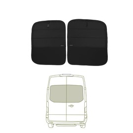 VanEssential Insulated Blackout Window Covers Designed for Ford Transit High/Medium Roof Rear Door Windows (Pair) - Black