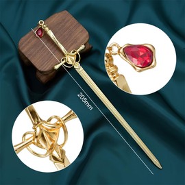 KOQAIIZ Pack of 2 Sword Hair Pins, Chinese Style Women's Hair Sticks, Elegant, Vintage Hair Fork, Simple for Women and Girls, Beautiful Hair Accessories for Solid Hairstyle Hair Decorative