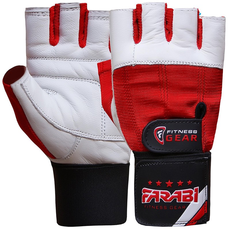 Farabi Weight Lifting Gym training Gloves Real Leather with 4