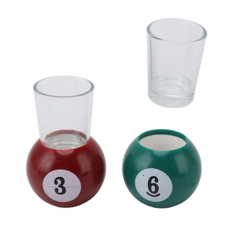 6pcs Billiards Pool Balls Shot Glasses Set Multicolor Pool Balls