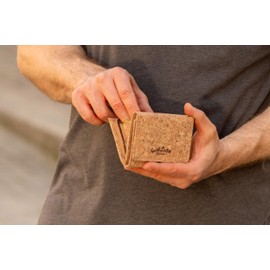 Gusti August Wallet Brown Leather Product Vegan, Natural cork, Retro