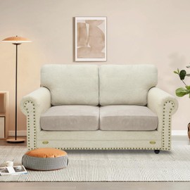 MAXIJIN Velvet Stretch Cushion Covers Fitted Plush Couch Cushion Slipcovers 3 Pack Sofa Seat Cushion Covers for Individual Cushions with Elastic Bottom (Khaki, Extra Large 2 Packs)