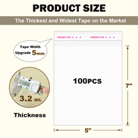 Thick Self Sealing Clear Cellophane Bags Self Adhesive 5x7 Inches Cookie Bags Resealable Cello bags for Packaging Cookies Party Favor 100PCS-3.2Mil