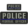 Police Federal Officer Blue LINE EMB Patch 4X10 and 2X5