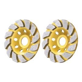 HARFINGTON 2pcs 4 Inch Concrete Grinding Wheels 7/8 Inch Arbor Grinding Cup Wheel with 12 Diamond Segments for 4.5" Angle Grinder Paint Epoxy Coating Removal, Yellow