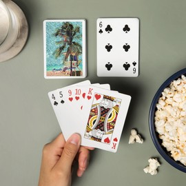 Lantern Press Santa Barbara, California, Beach and Lifeguard Shack, Van Gogh Style (52 Playing Cards, Poker Size Card Deck with Jokers)