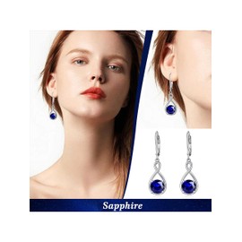 SEIYANG Infinity Earrings 925 Silver Hanging Hoop Earrings Dangle Women with 5A Cubic Zirconia Birthstone for Women Birthday Jewellery Gift for Her, 925