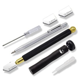 7Pcs Glass Cutter Alloy Incisive Professional Glass Cutting Tool with 3 Cutter Heads Marking Pen