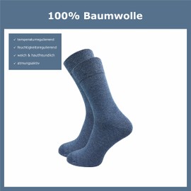 ca·wa·so Men's socks made of 100% cotton, pure cotton socks in a set of 10, casual socks without seam with reinforced heel and toe, jeans colour
