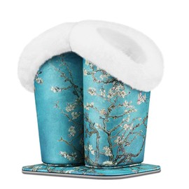 Fintie Plush Lined Double Eyeglasses Holder with Magnetic Base, Glasses Stand Case Organizer for Desk, Nightstand, Office, Blossom