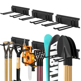 Zmiky Garage Tool Organizer Wall Mount 48in- 6 Heavy Duty Hooks,360lbs Capacity, Garage Organization & Storage Rack for Broom, Rake & Snow Equipment - Tool Organizer & Men’s Gift Choice