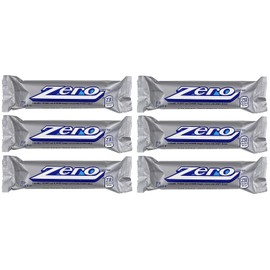 Zero Candy Bars 12 Pack 1.85 oz Each Caramel, Peanut, and Almond Nougat Covered with White Fudge Classic Retro Chocolate-Free Candy Bar