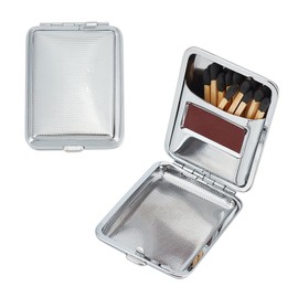 NICENEEDED Matchbox Case Made of Metal Match Holder Made of Stainless Steel for Matchboxes with Friction Plate Portable Mini Storage Container in Vintage Style for Camping Outdoors