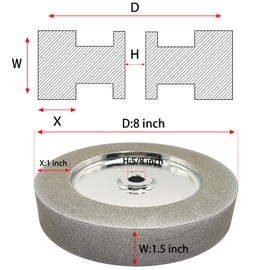 Mega Square CBN Grinding Wheel 8 inch 80 Grit,1.5” Wide,5/8” Arbor,1" Down The Side,for Sharpening Woodturning and HSS Tools,Suitable for All Kinds of 8-inch Bench Grinders(80 Grit)